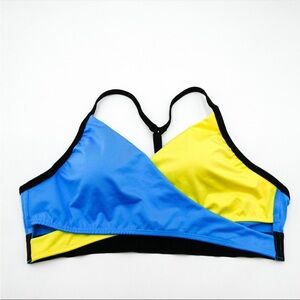PINK Victoria's Secret Blue and Yellow Racerback Padded Sports Bra